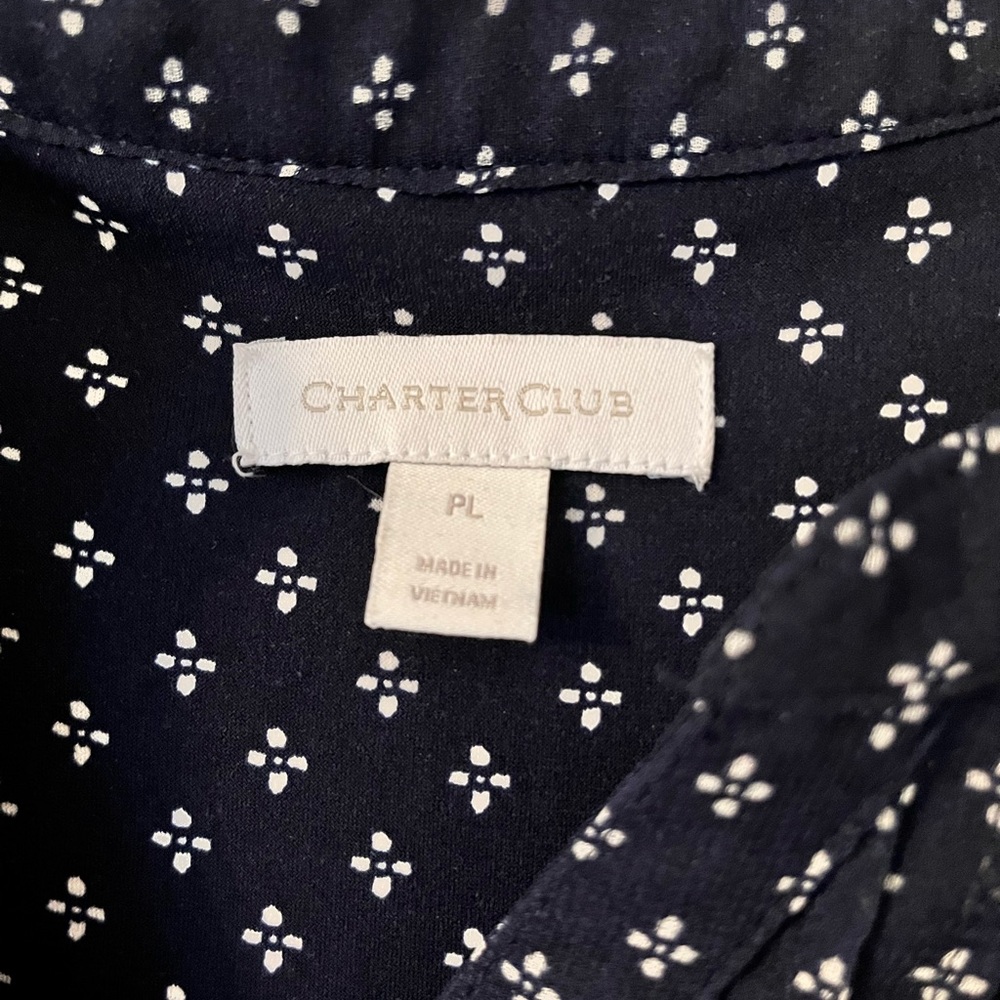 CHARTER CLUB
Petite Printed Pintuck Top, intrepid blue - Picture 3 of 4